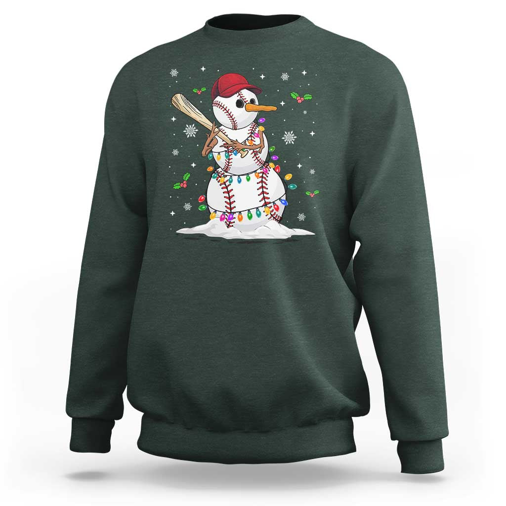 Christmas Baseball Player Sweatshirt Snowman Balls Xmas Gifts Santa Sports Men Boys - Wonder Print Shop
