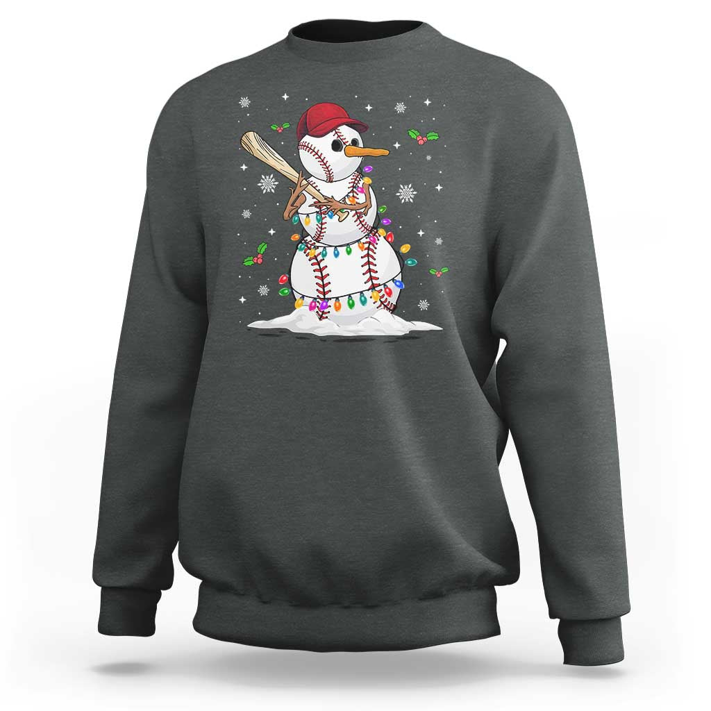 Christmas Baseball Player Sweatshirt Snowman Balls Xmas Gifts Santa Sports Men Boys - Wonder Print Shop