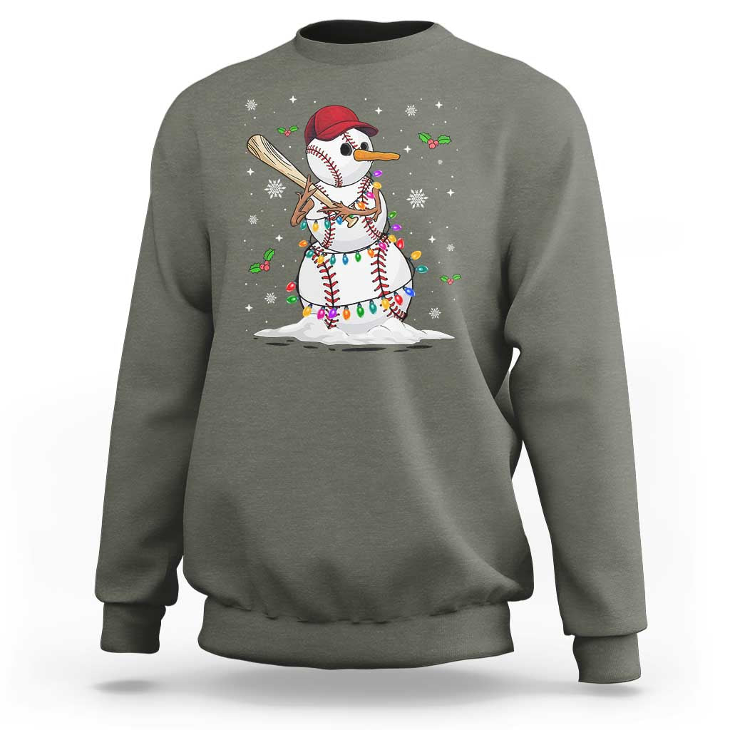 Christmas Baseball Player Sweatshirt Snowman Balls Xmas Gifts Santa Sports Men Boys - Wonder Print Shop