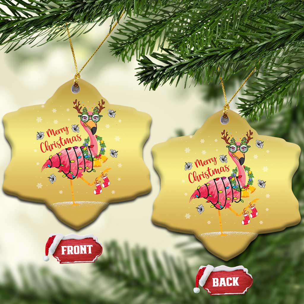 Christmas Flamingo Christmas Ornament Tropical Xmas Family Beach Vacation - Wonder Print Shop