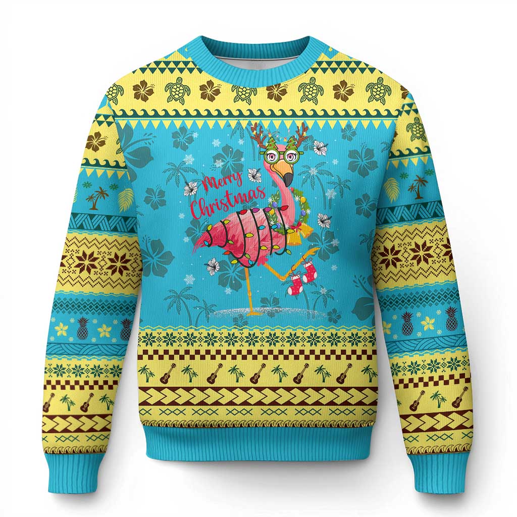 Christmas Flamingo Ugly Christmas Sweater Tropical Xmas Family Beach Vacation - Wonder Print Shop