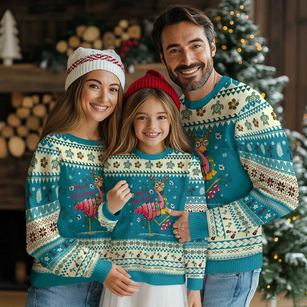 Christmas Flamingo Ugly Christmas Sweater Tropical Xmas Family Beach Vacation - Wonder Print Shop