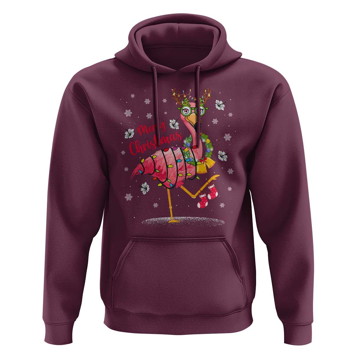 Christmas Flamingo Hoodie Tropical Xmas Family Beach Vacation