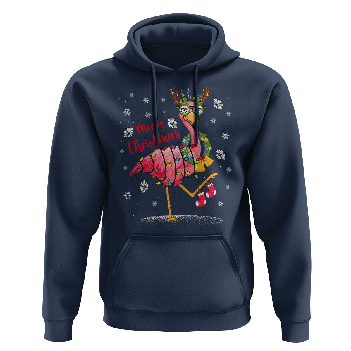 Christmas Flamingo Hoodie Tropical Xmas Family Beach Vacation