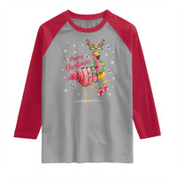 Christmas Flamingo Raglan Shirt Tropical Xmas Family Beach Vacation