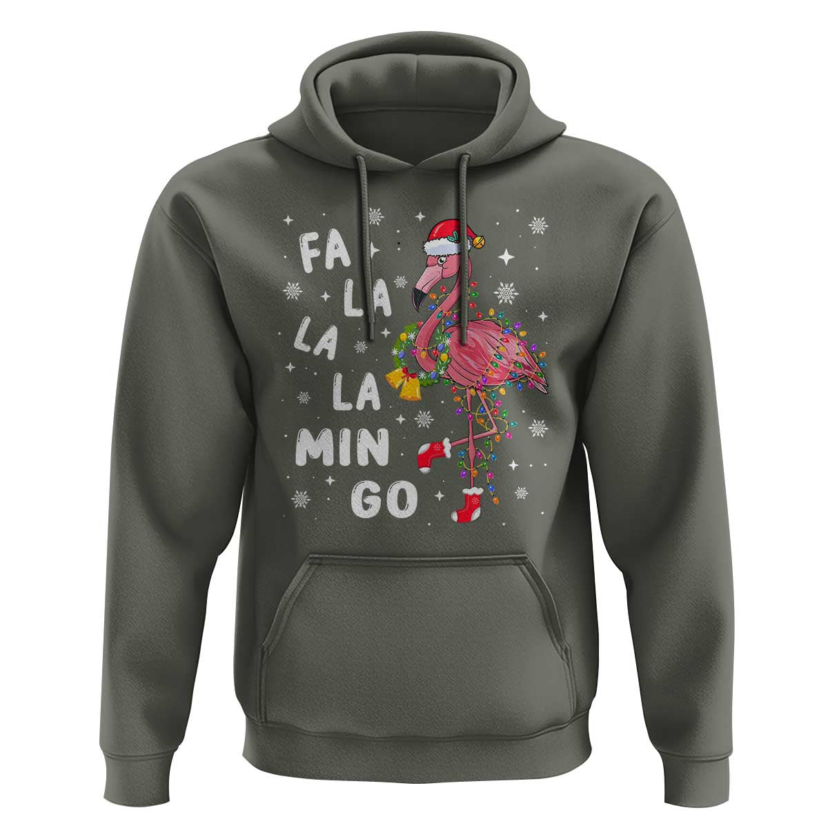 Christmas Flamingo Hoodie Hawaii Christmas Xmas Lights Tree