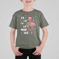 Christmas Flamingo T Shirt For Kid Hawaii Christmas Xmas Lights Tree - Wonder Print Shop