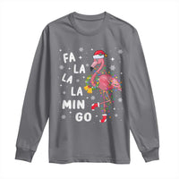 Christmas Flamingo Long Sleeve Shirt Hawaii Christmas Xmas Lights Tree