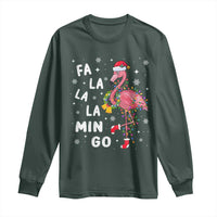 Christmas Flamingo Long Sleeve Shirt Hawaii Christmas Xmas Lights Tree