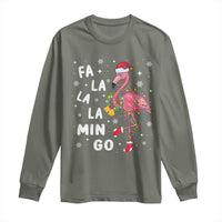 Christmas Flamingo Long Sleeve Shirt Hawaii Christmas Xmas Lights Tree