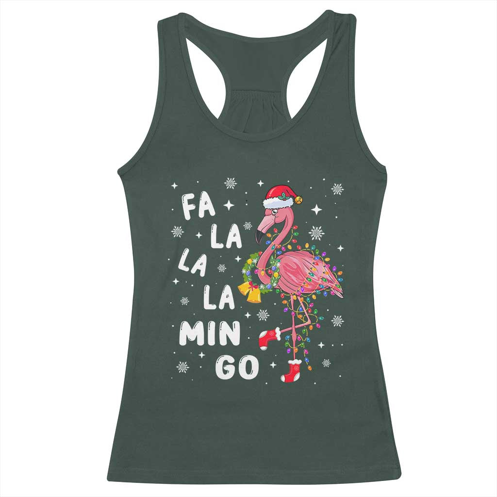 Christmas Flamingo Racerback Tank Top Hawaii Christmas Xmas Lights Tree