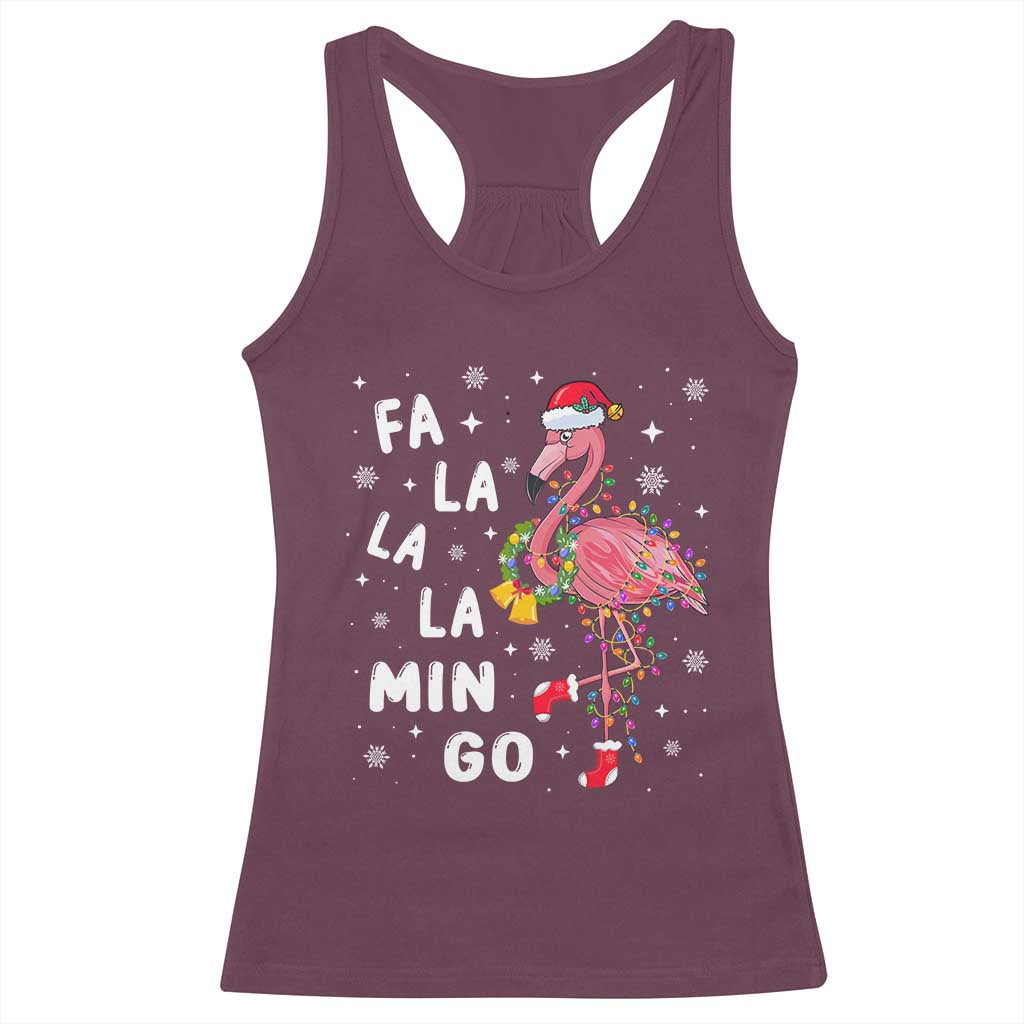 Christmas Flamingo Racerback Tank Top Hawaii Christmas Xmas Lights Tree