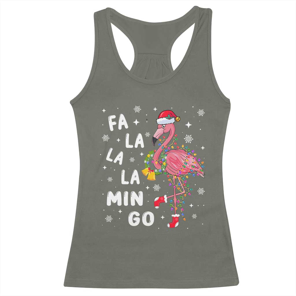 Christmas Flamingo Racerback Tank Top Hawaii Christmas Xmas Lights Tree