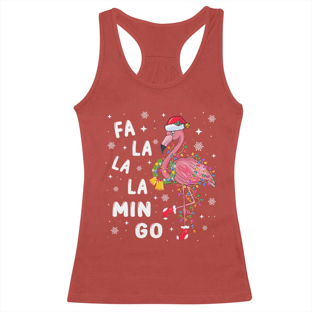 Christmas Flamingo Racerback Tank Top Hawaii Christmas Xmas Lights Tree