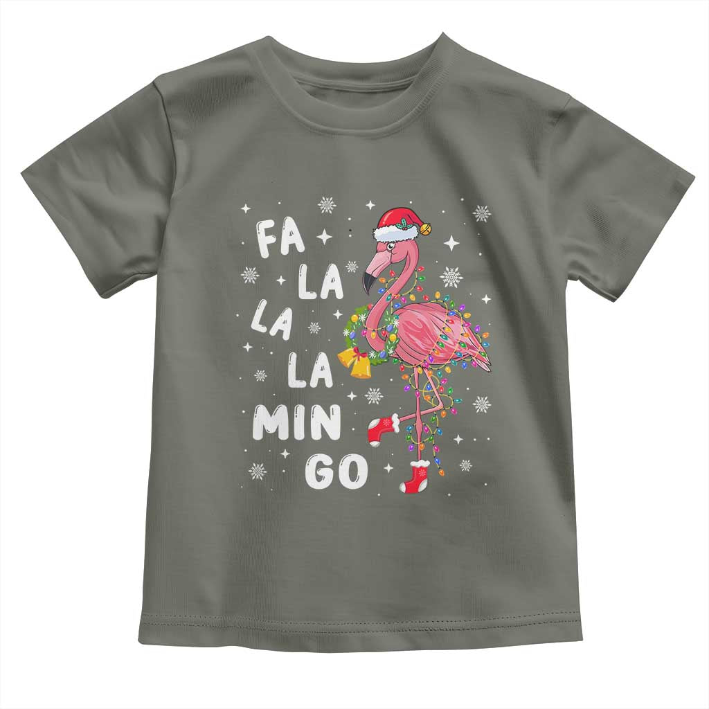 Christmas Flamingo Toddler T Shirt Hawaii Christmas Xmas Lights Tree
