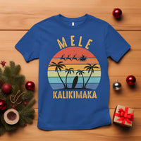 Mele Kalikimaka Hawaiian Christmas T Shirt Retro Hawaii Island Palm Beach Surfboard Surf Xmas Family - Wonder Print Shop