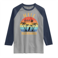 Mele Kalikimaka Hawaiian Christmas Raglan Shirt Retro Hawaii Island Palm Beach Surfboard Surf Xmas Family