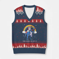 Funny Hanukkah V-Neck Knit Sweater Vest Jewnicorn This Is How We Jew It - Wonder Print Shop