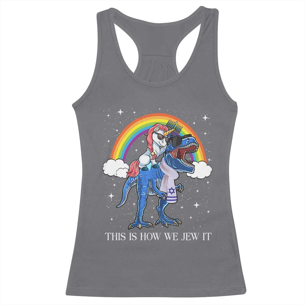 Funny Hanukkah Racerback Tank Top Jewnicorn This Is How We Jew It - Wonder Print Shop