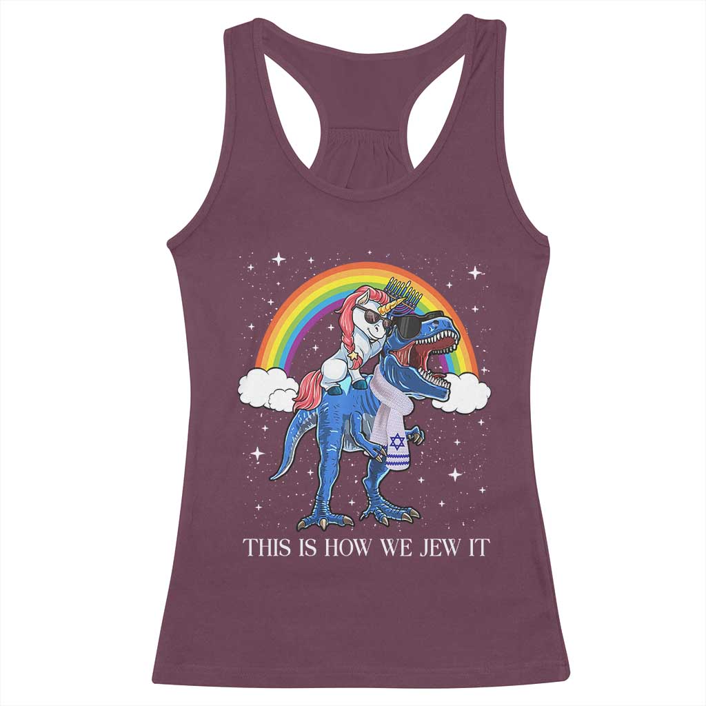 Funny Hanukkah Racerback Tank Top Jewnicorn This Is How We Jew It - Wonder Print Shop