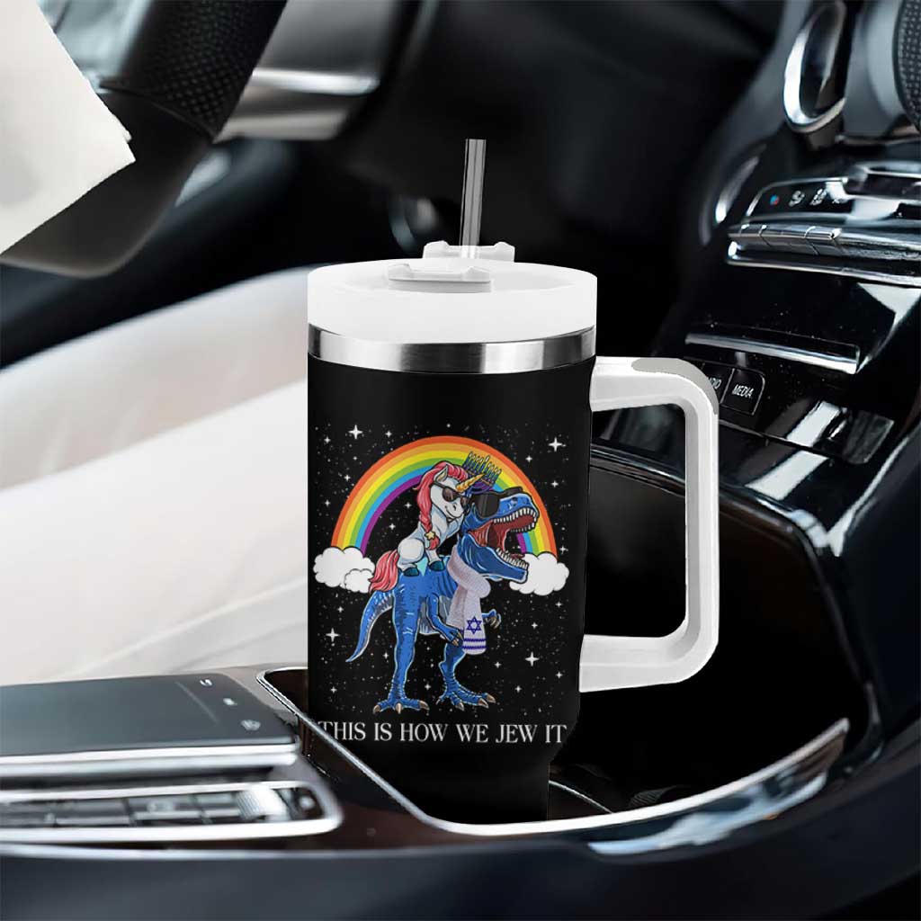 Funny Hanukkah Tumbler With Handle Jewnicorn This Is How We Jew It - Wonder Print Shop