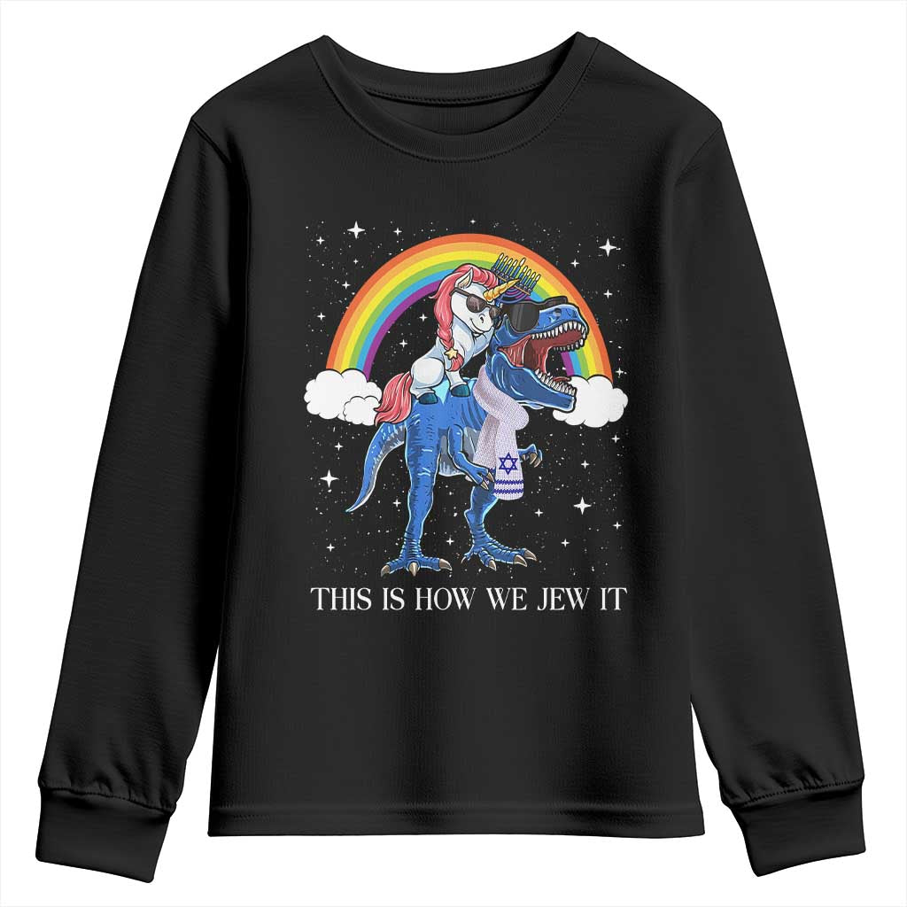 Funny Hanukkah Youth Sweatshirt Jewnicorn This Is How We Jew It - Wonder Print Shop