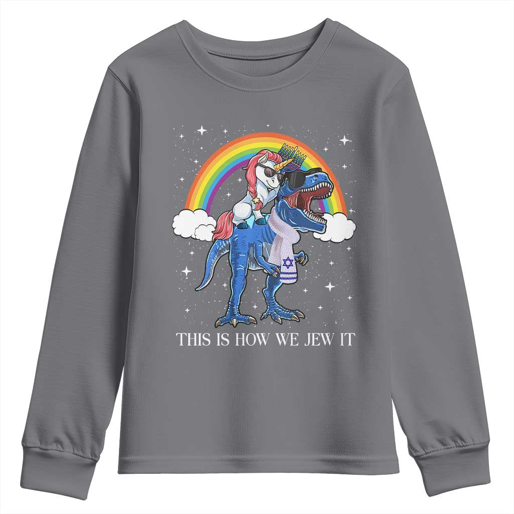 Funny Hanukkah Youth Sweatshirt Jewnicorn This Is How We Jew It - Wonder Print Shop
