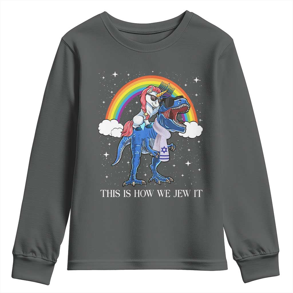 Funny Hanukkah Youth Sweatshirt Jewnicorn This Is How We Jew It - Wonder Print Shop