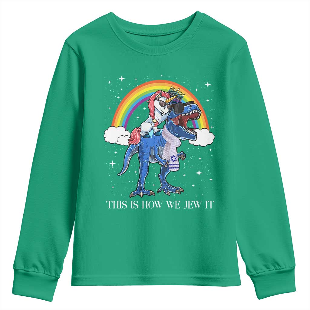 Funny Hanukkah Youth Sweatshirt Jewnicorn This Is How We Jew It - Wonder Print Shop