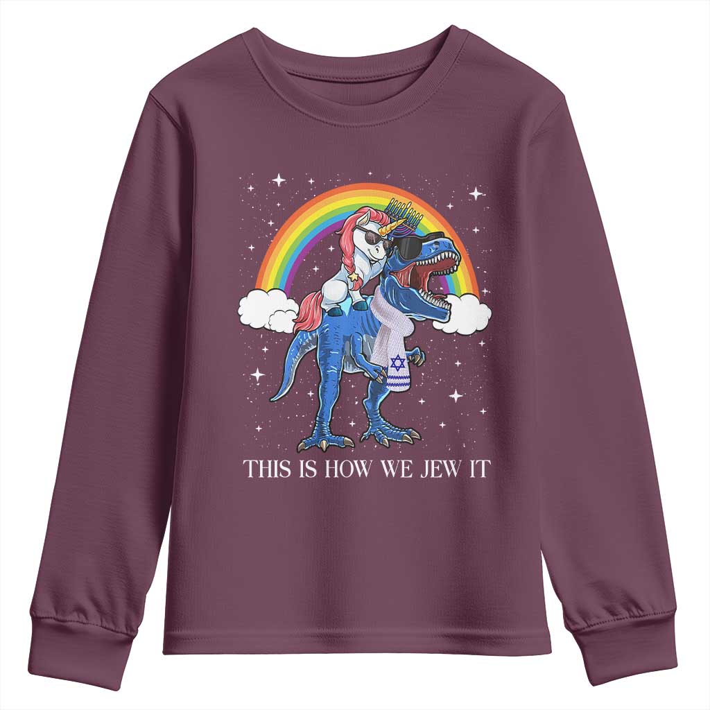 Funny Hanukkah Youth Sweatshirt Jewnicorn This Is How We Jew It - Wonder Print Shop