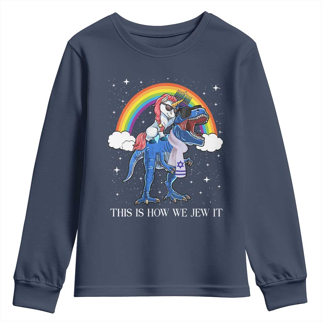 Funny Hanukkah Youth Sweatshirt Jewnicorn This Is How We Jew It - Wonder Print Shop