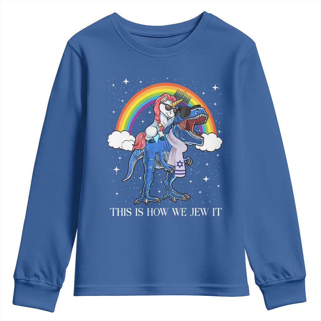 Funny Hanukkah Youth Sweatshirt Jewnicorn This Is How We Jew It - Wonder Print Shop