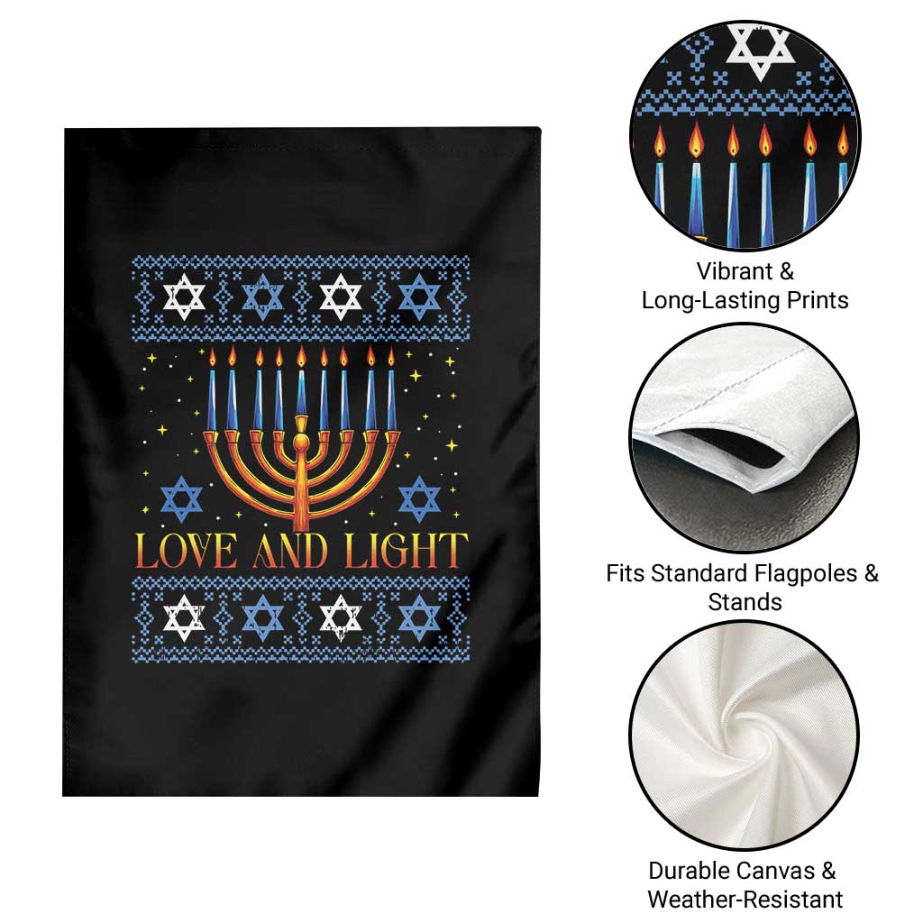Ugly Hanukkah Garden Flag Love and Light Jew Menorah Jewish Chanukah - Wonder Print Shop