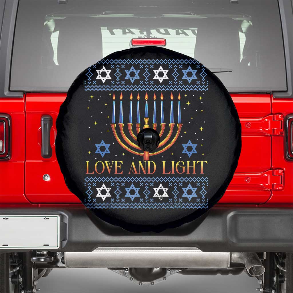 Ugly Hanukkah Spare Tire Cover Love and Light Jew Menorah Jewish Chanukah - Wonder Print Shop