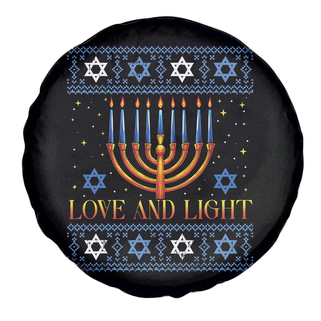 Ugly Hanukkah Spare Tire Cover Love and Light Jew Menorah Jewish Chanukah - Wonder Print Shop