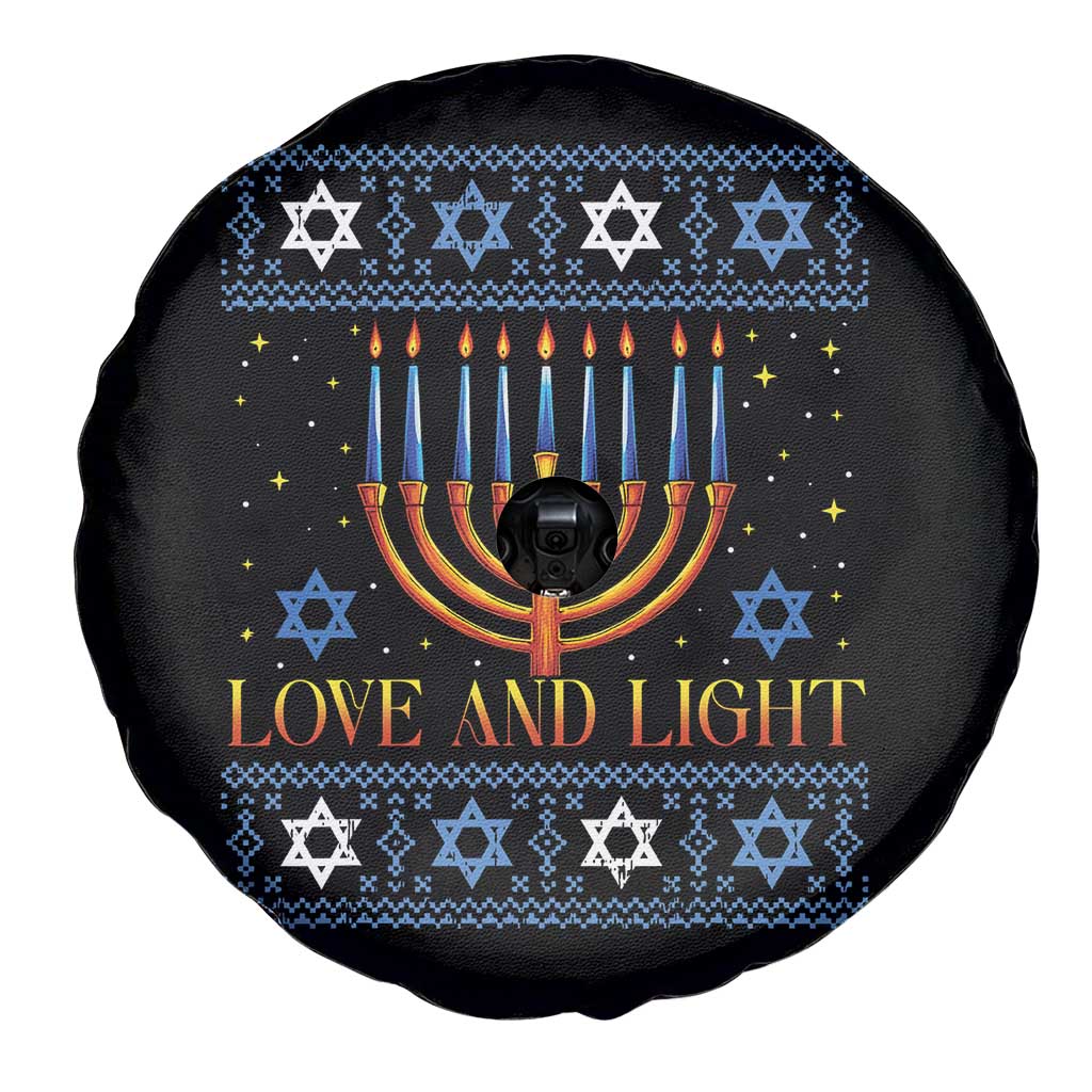 Ugly Hanukkah Spare Tire Cover Love and Light Jew Menorah Jewish Chanukah - Wonder Print Shop