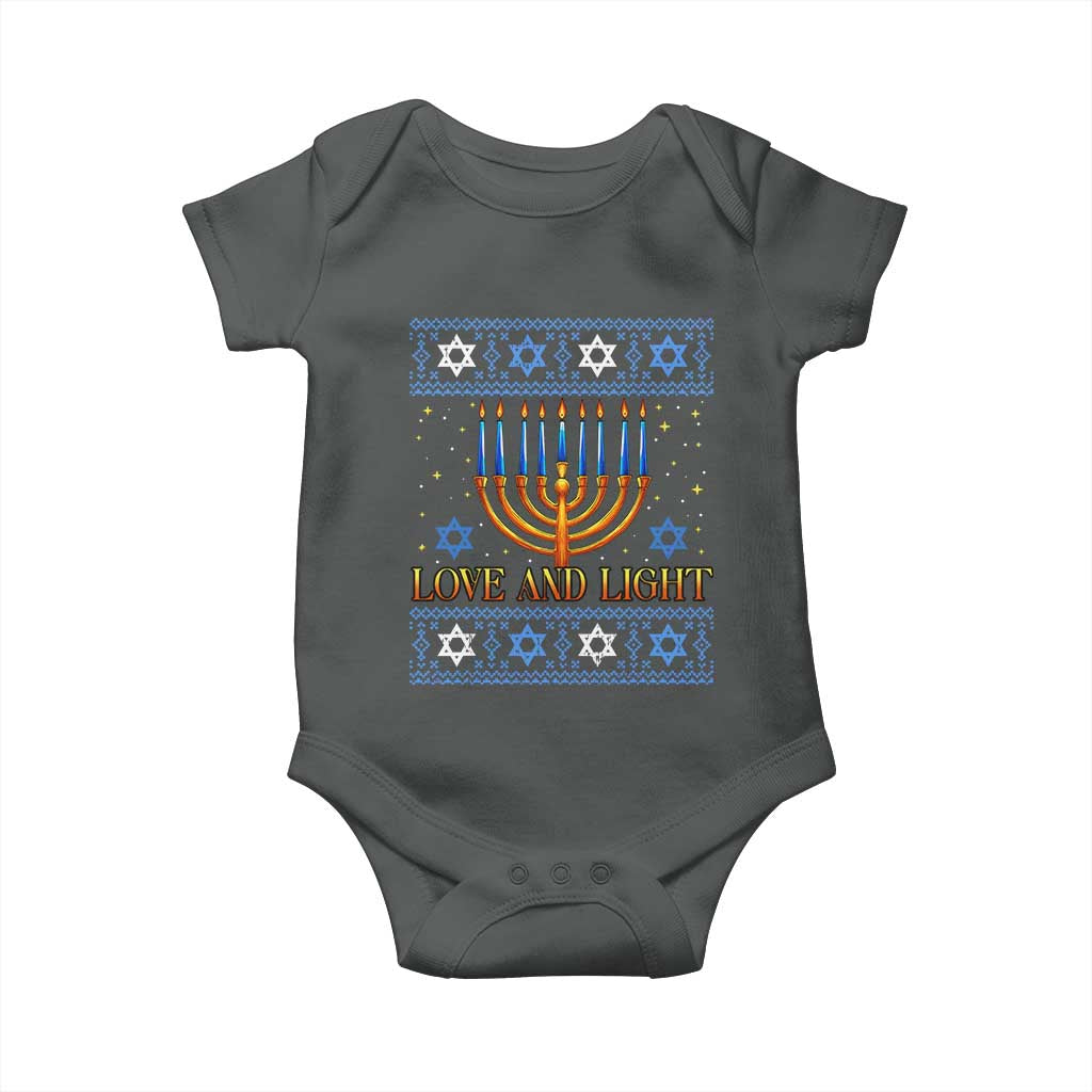 Ugly Hanukkah Baby Onesie Love and Light Jew Menorah Jewish Chanukah - Wonder Print Shop