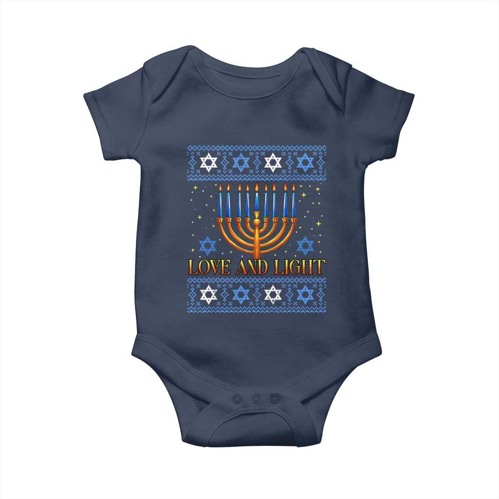 Ugly Hanukkah Baby Onesie Love and Light Jew Menorah Jewish Chanukah - Wonder Print Shop