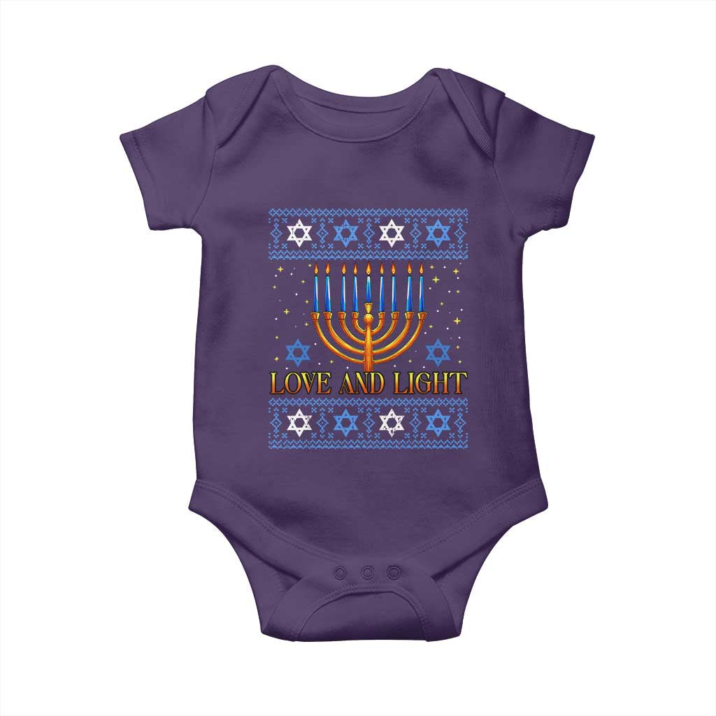 Ugly Hanukkah Baby Onesie Love and Light Jew Menorah Jewish Chanukah - Wonder Print Shop