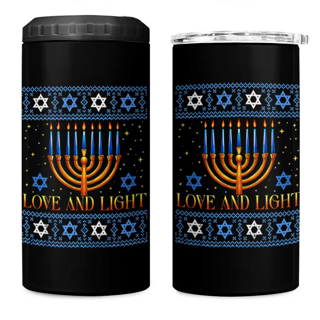 Ugly Hanukkah 4 in 1 Can Cooler Tumbler Love and Light Jew Menorah Jewish Chanukah - Wonder Print Shop