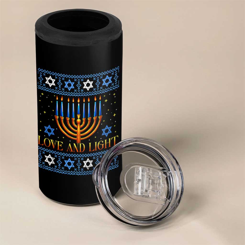Ugly Hanukkah 4 in 1 Can Cooler Tumbler Love and Light Jew Menorah Jewish Chanukah - Wonder Print Shop