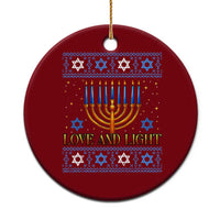 Ugly Hanukkah Ceramic Ornament Love and Light Jew Menorah Jewish Chanukah - Wonder Print Shop