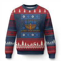 Ugly Hanukkah Ugly Christmas Sweater Love and Light Jew Menorah Jewish Chanukah - Wonder Print Shop