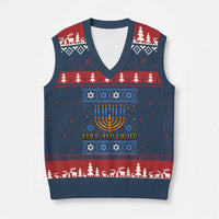Ugly Hanukkah V-Neck Knit Sweater Vest Love and Light Jew Menorah Jewish Chanukah - Wonder Print Shop