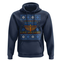 Ugly Hanukkah Hoodie Love and Light Jew Menorah Jewish Chanukah - Wonder Print Shop