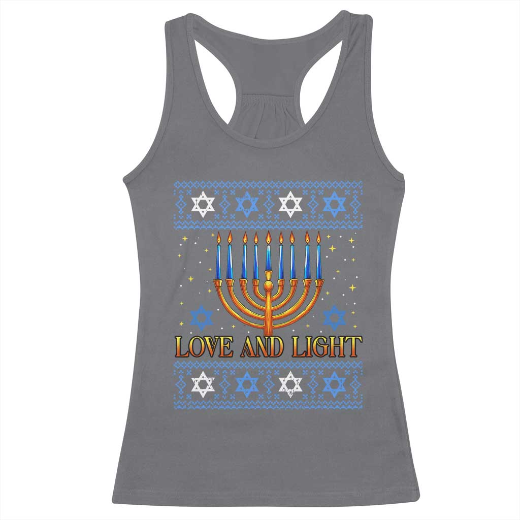 Ugly Hanukkah Racerback Tank Top Love and Light Jew Menorah Jewish Chanukah - Wonder Print Shop
