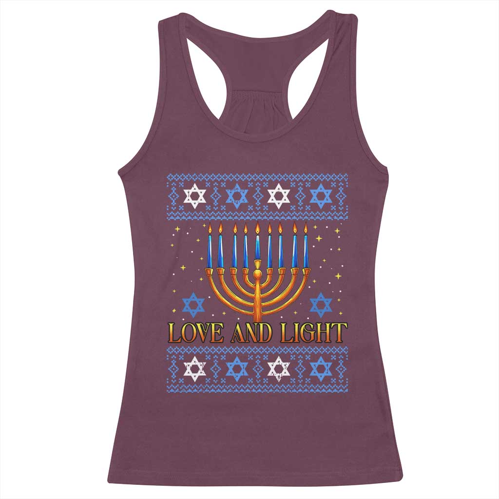 Ugly Hanukkah Racerback Tank Top Love and Light Jew Menorah Jewish Chanukah - Wonder Print Shop
