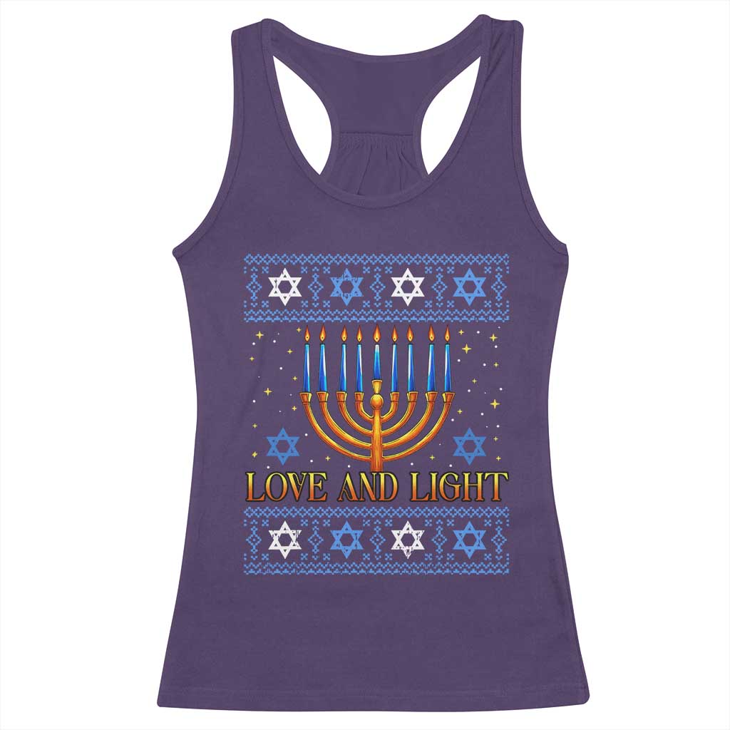 Ugly Hanukkah Racerback Tank Top Love and Light Jew Menorah Jewish Chanukah - Wonder Print Shop