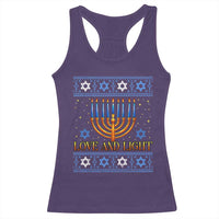 Ugly Hanukkah Racerback Tank Top Love and Light Jew Menorah Jewish Chanukah - Wonder Print Shop