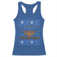 Ugly Hanukkah Racerback Tank Top Love and Light Jew Menorah Jewish Chanukah - Wonder Print Shop